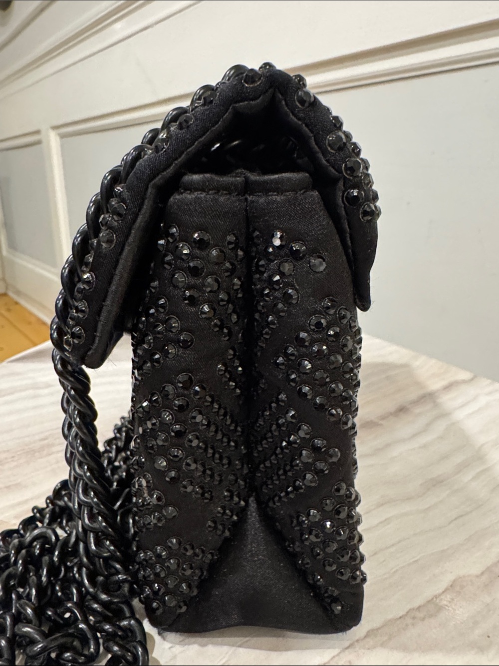 Kurt Geiger Bag Mini Kensington Crystal Studs Black Nylon Convertible Crossbody - Picture 6 of 17